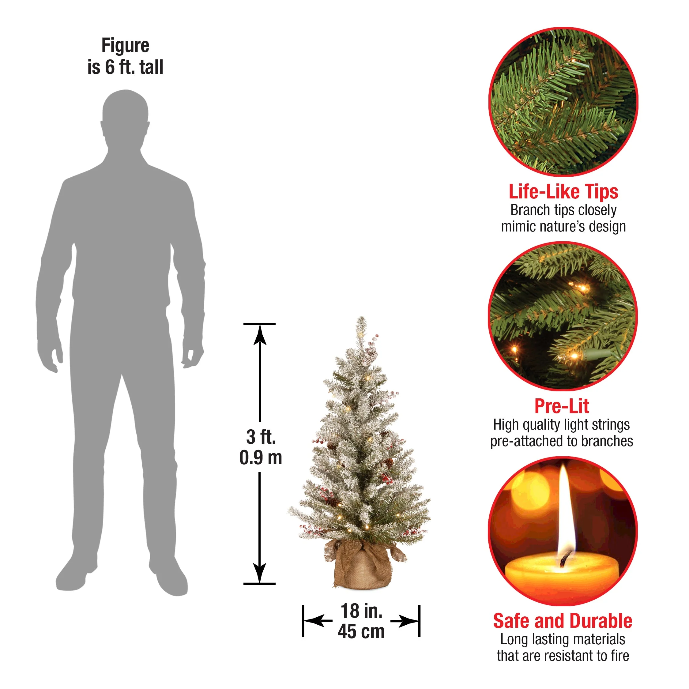 3 ft. Pre-Lit Dunhill Fir Tree with Warm White LED Lights - Image 8