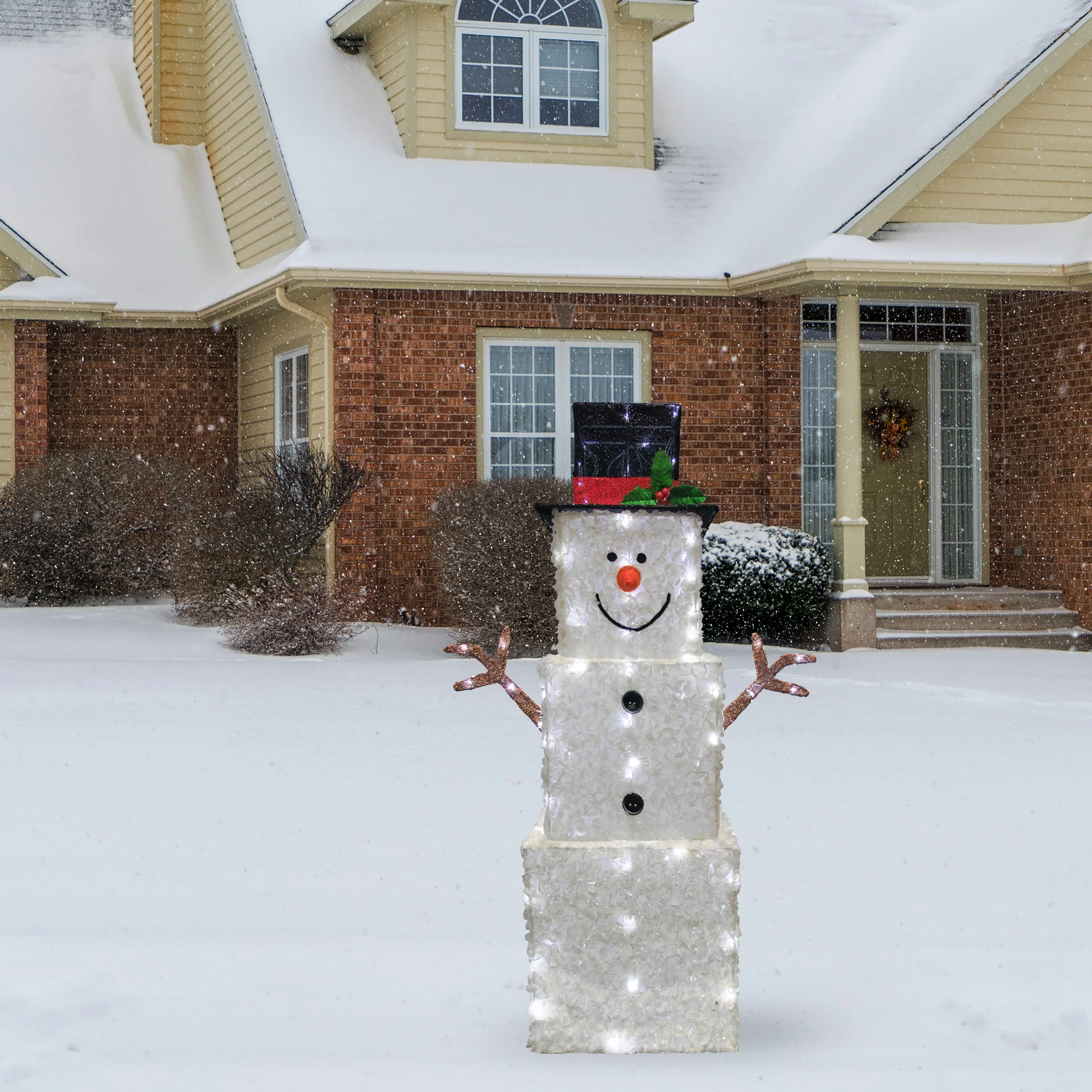 42 in. Snowman Decoration with Cool White LED Lights, Plug-In - Image 2