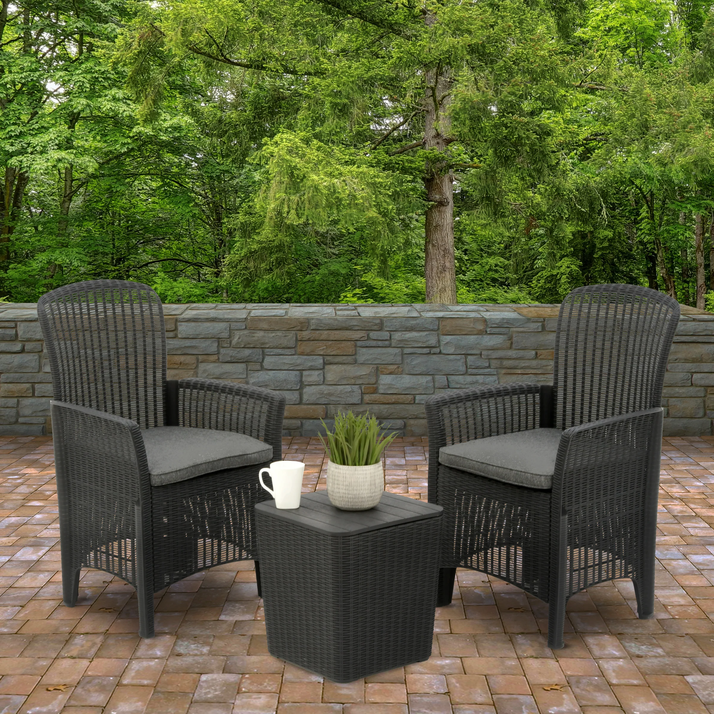 Swansea Collection 3-Piece All-Weather Bistro Chat Set - Image 2