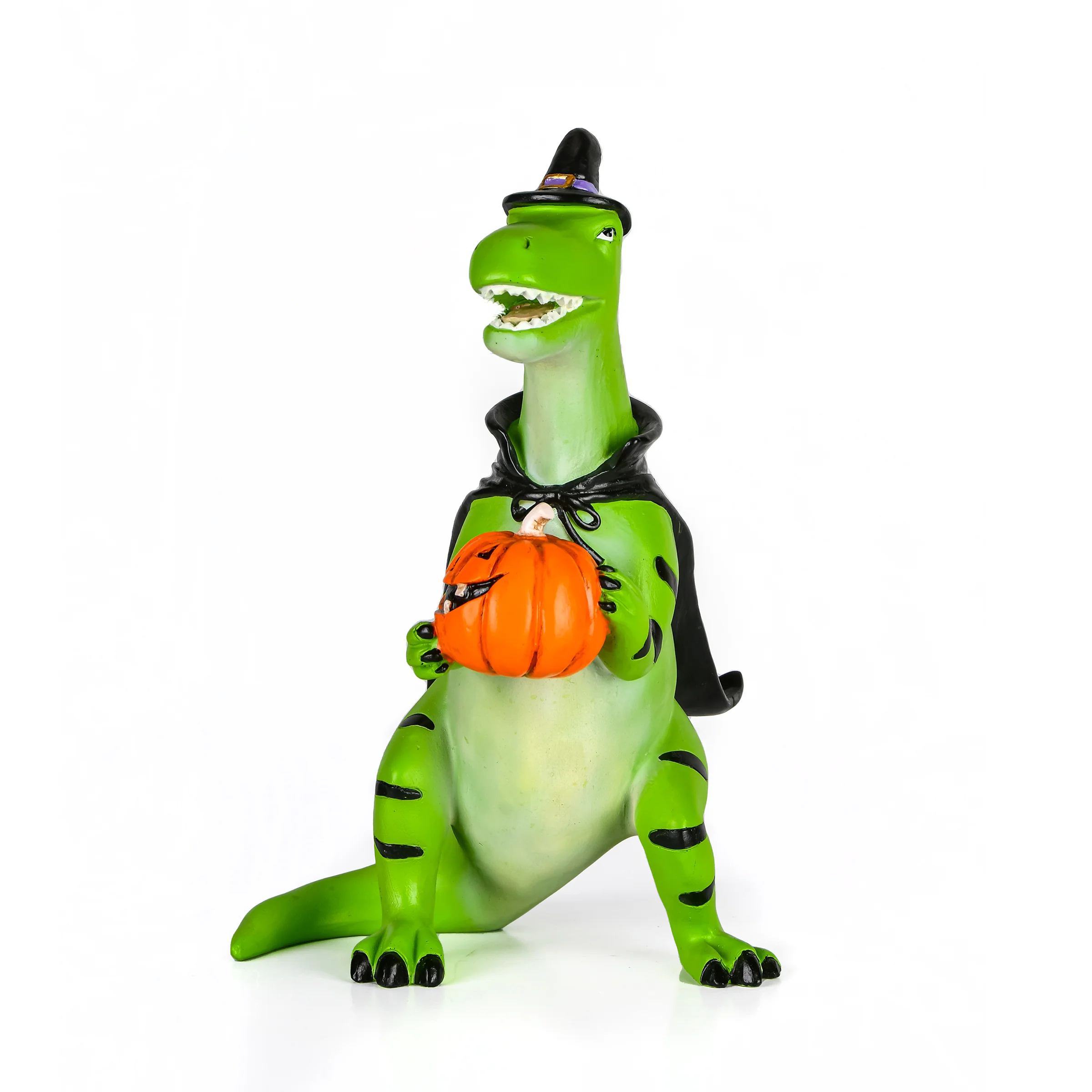 10 in. Halloween Dinosaur with Jack-O-Lantern Tabletop Decoration