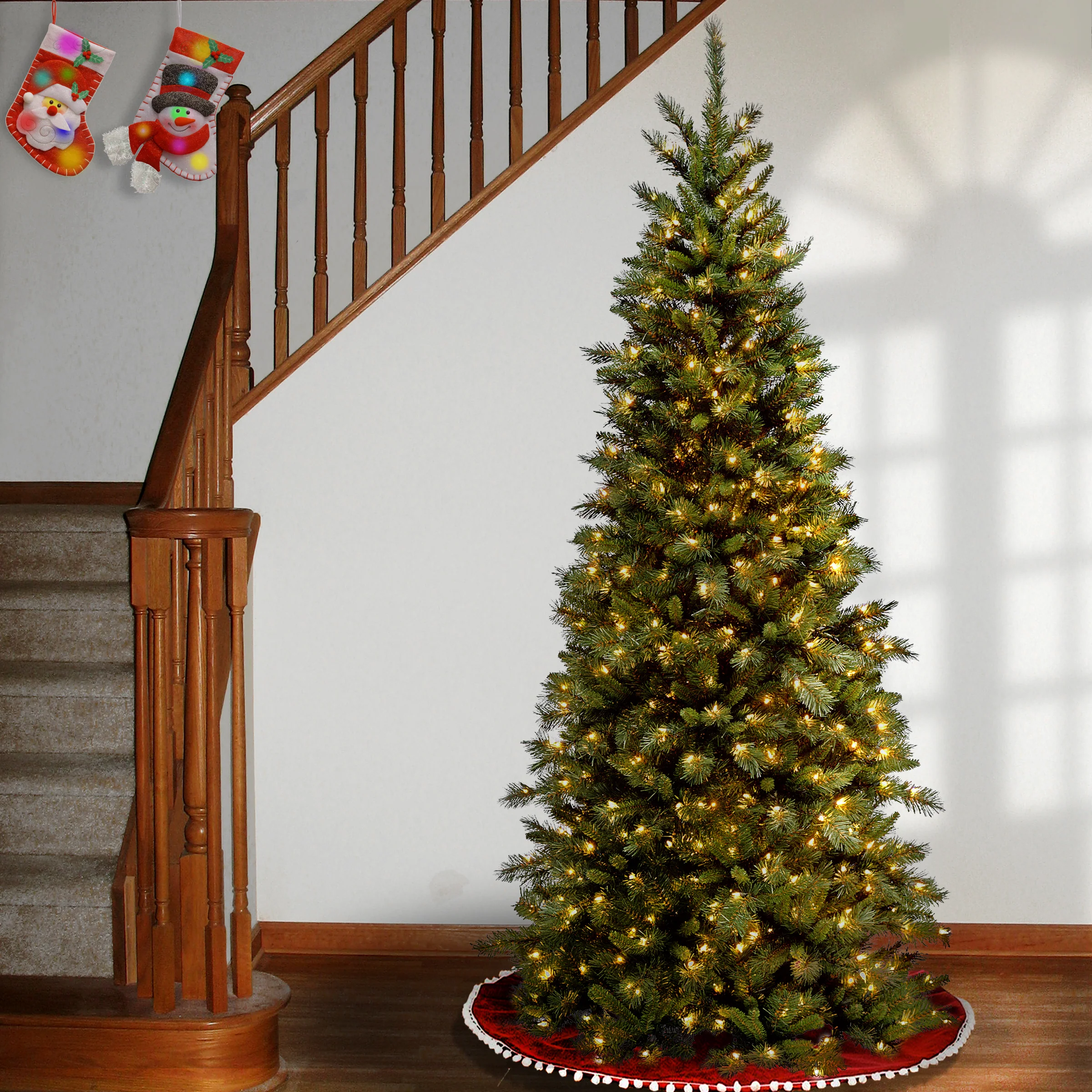 7.5 ft. Tiffany Fir Slim Tree with Clear Lights - Image 2