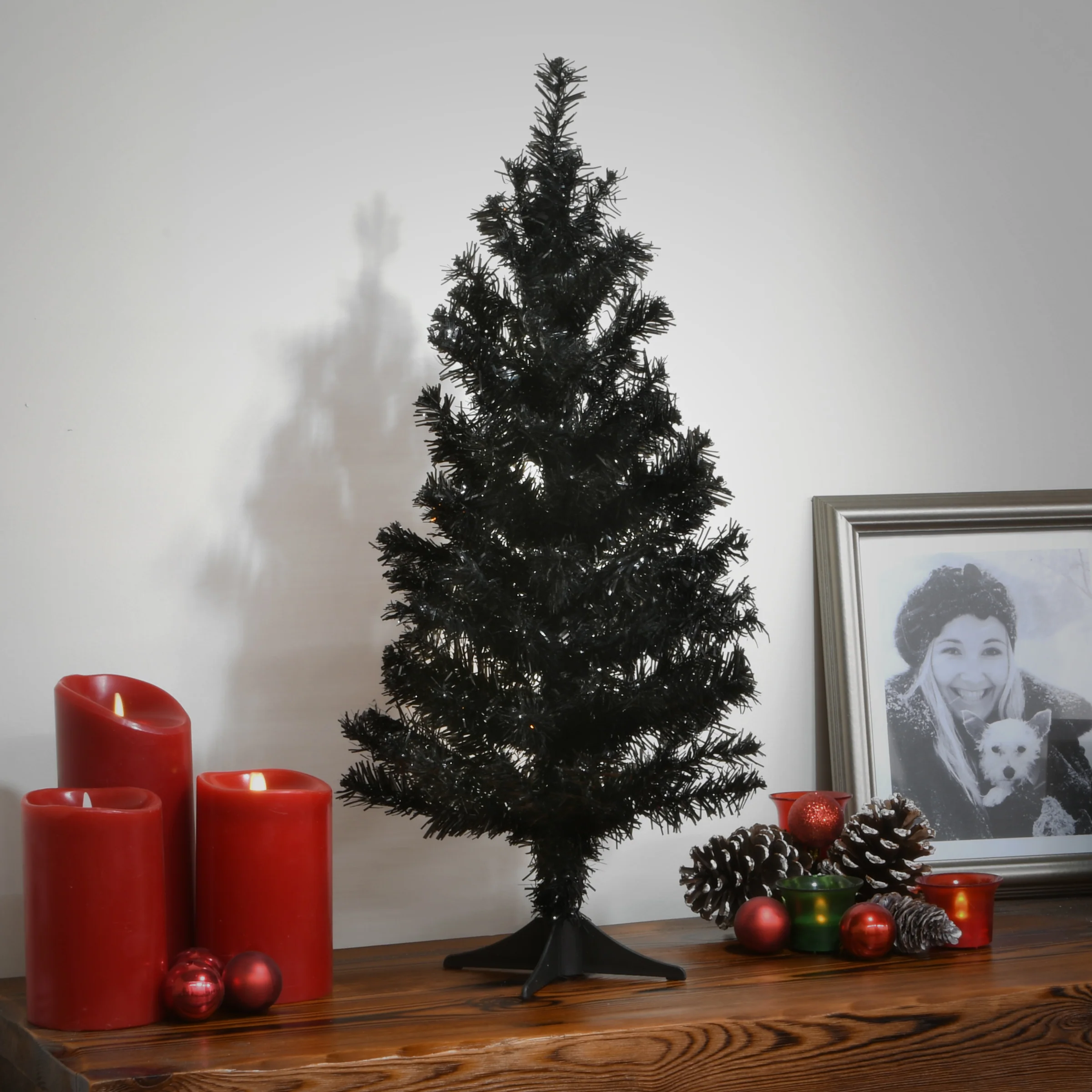 24 in. Halloween Black Tinsel Tree - Image 2
