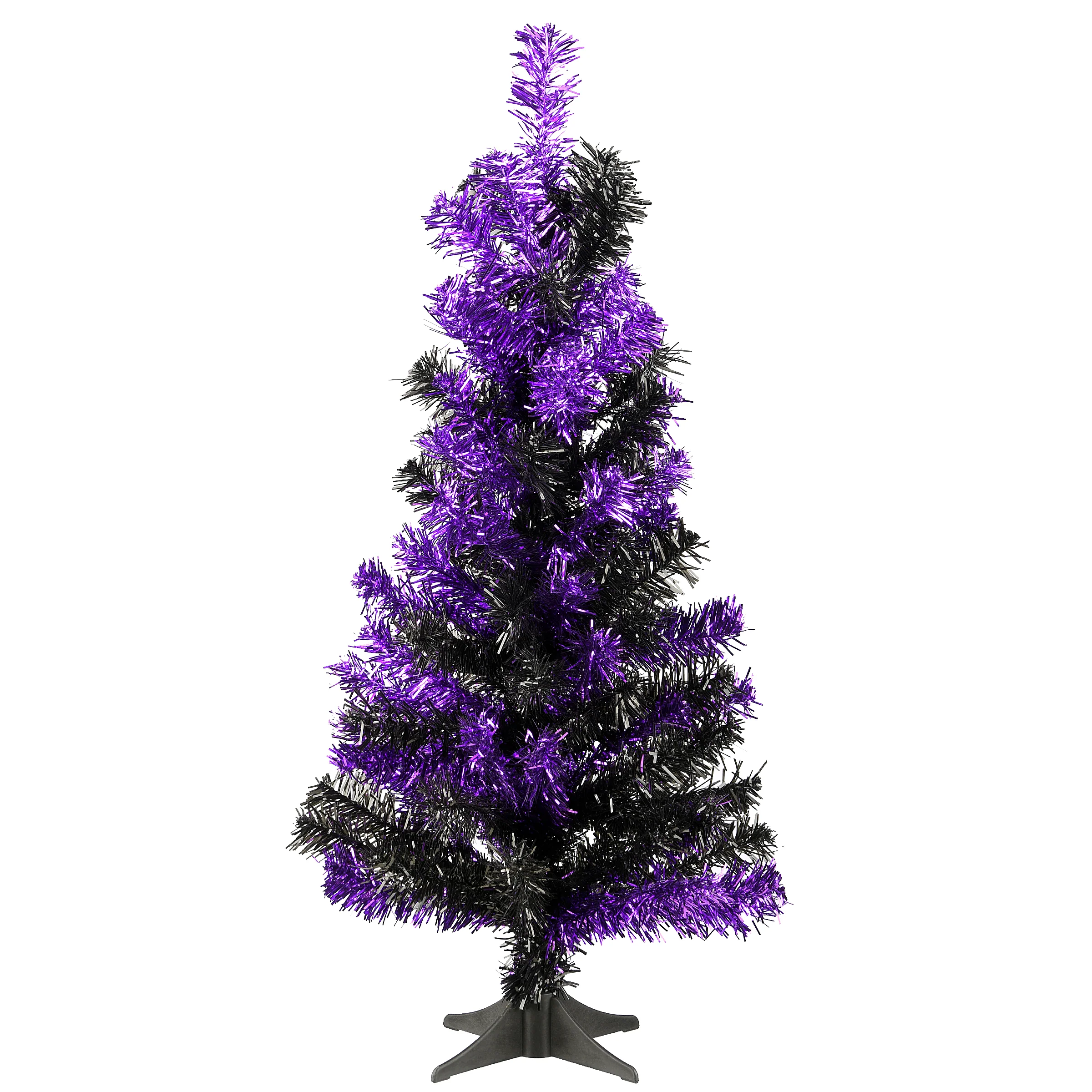 24 in. Halloween Black Purple Tinsel Tree