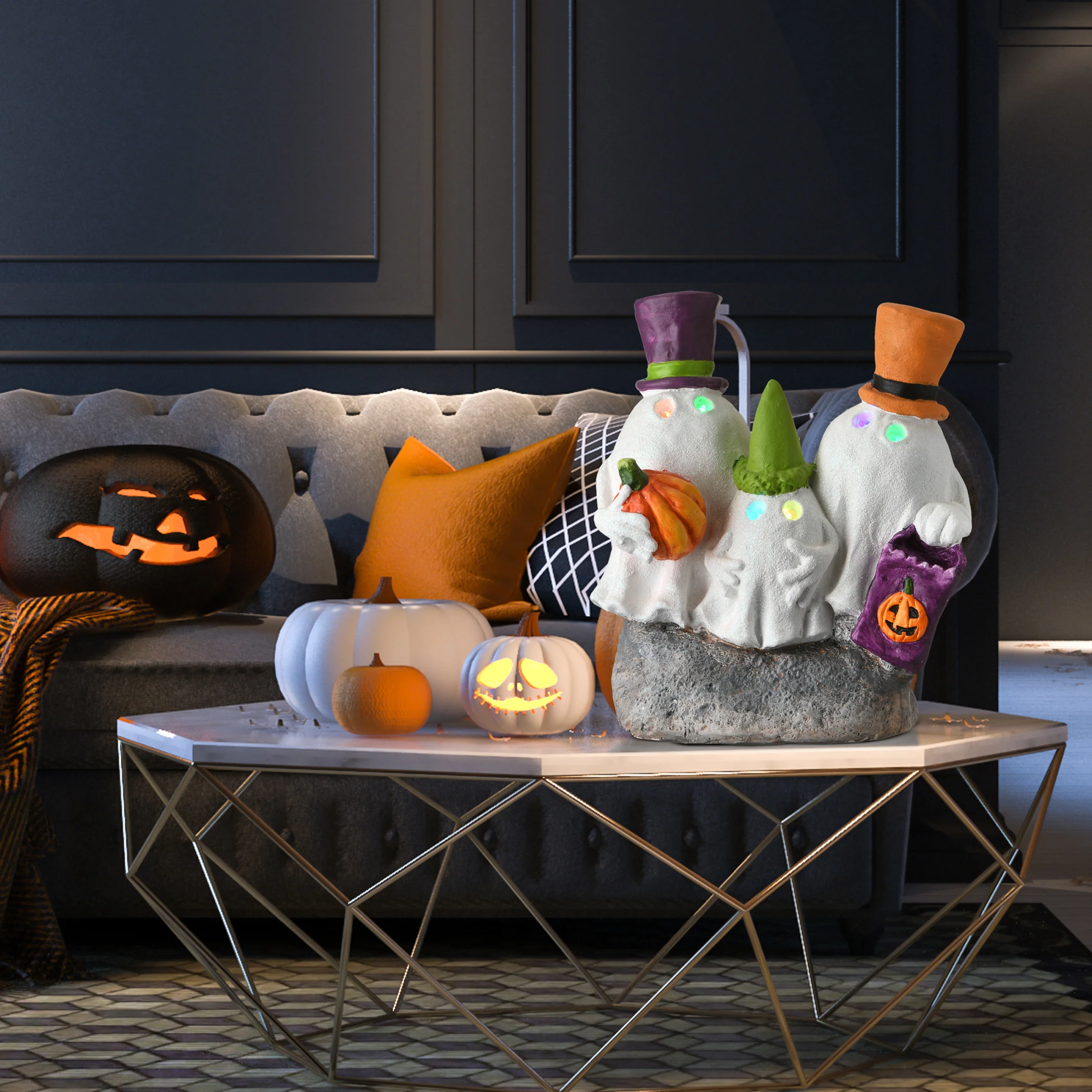 15 in. Halloween Trick Or Treating Ghosts Decoration with LED Lights - Image 2