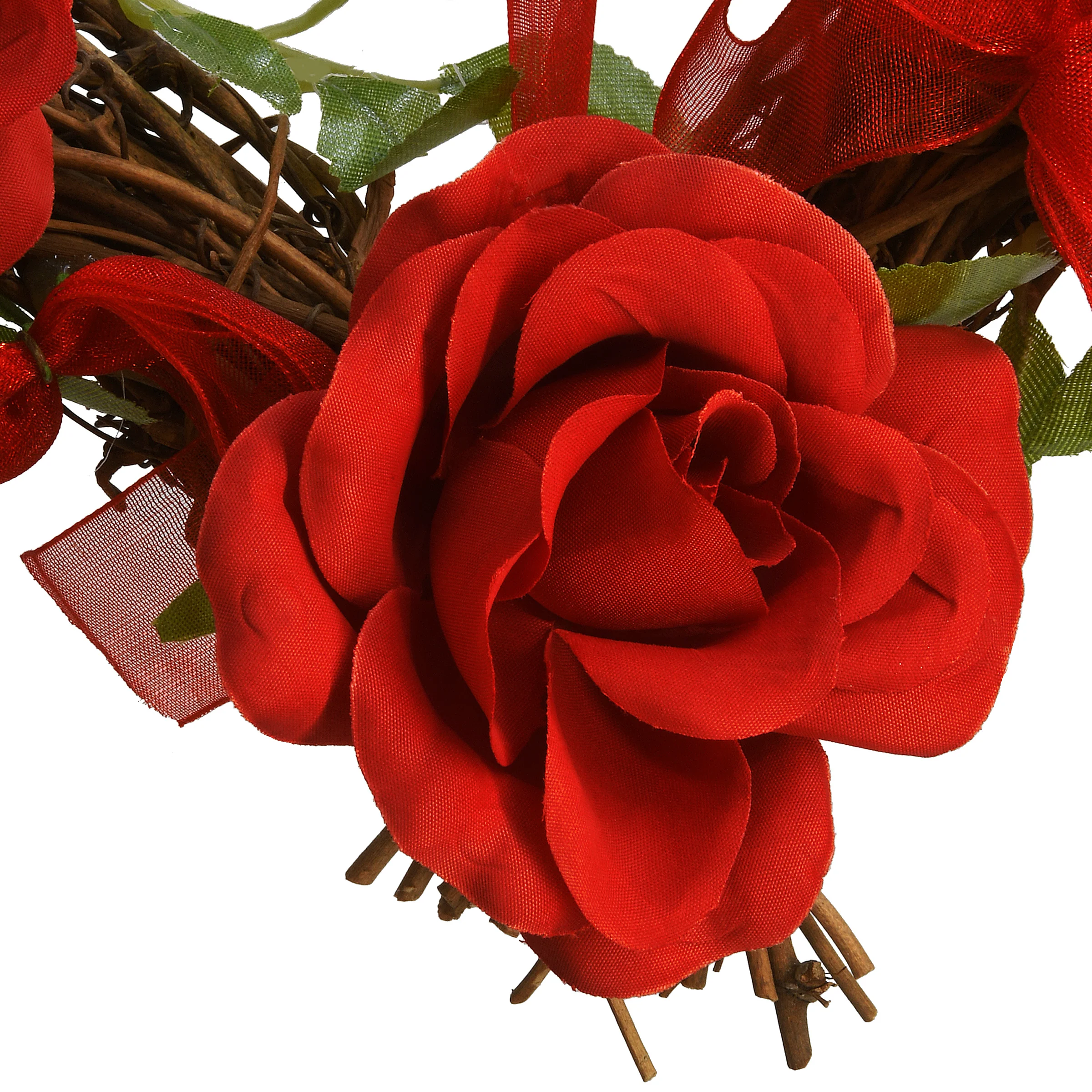 16 in. Valentine's Floral Heart Rose Wreath - Image 3