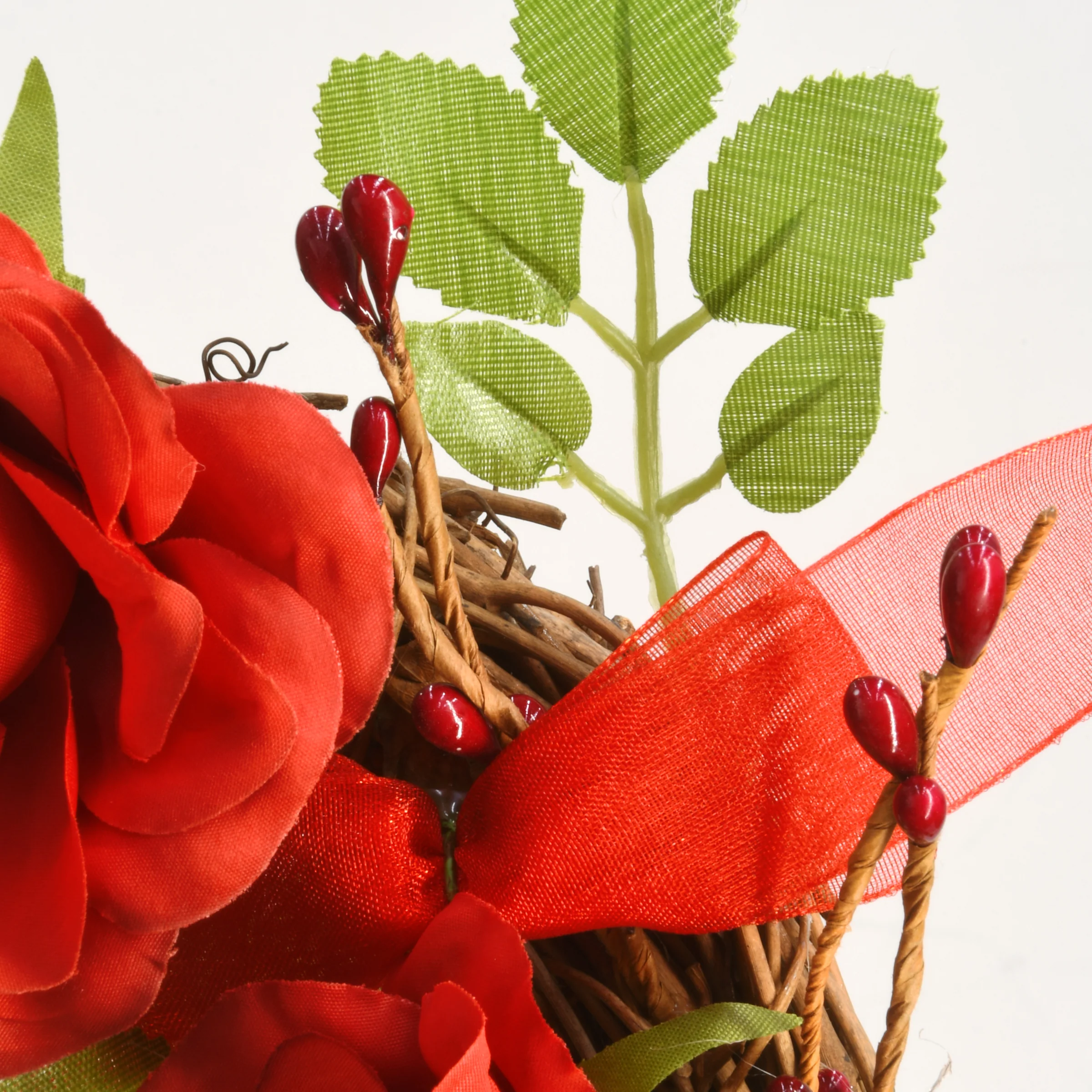 16 in. Valentine's Floral Heart Rose Wreath - Image 4