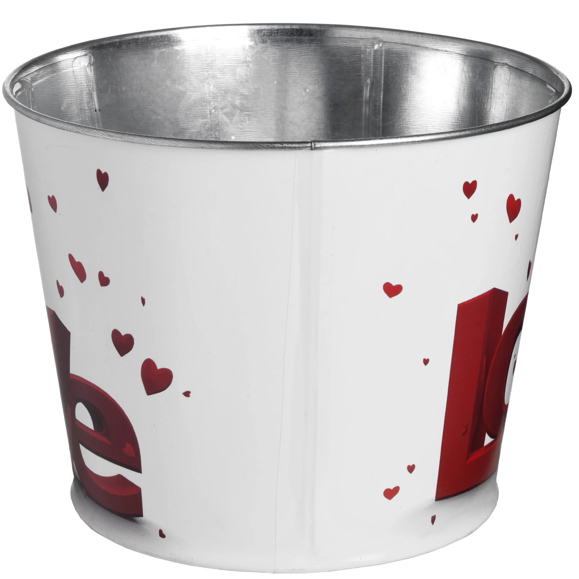 2 Piece Valentine's 'LOVE' Tin Pots Decorated with Red Hearts - Image 5