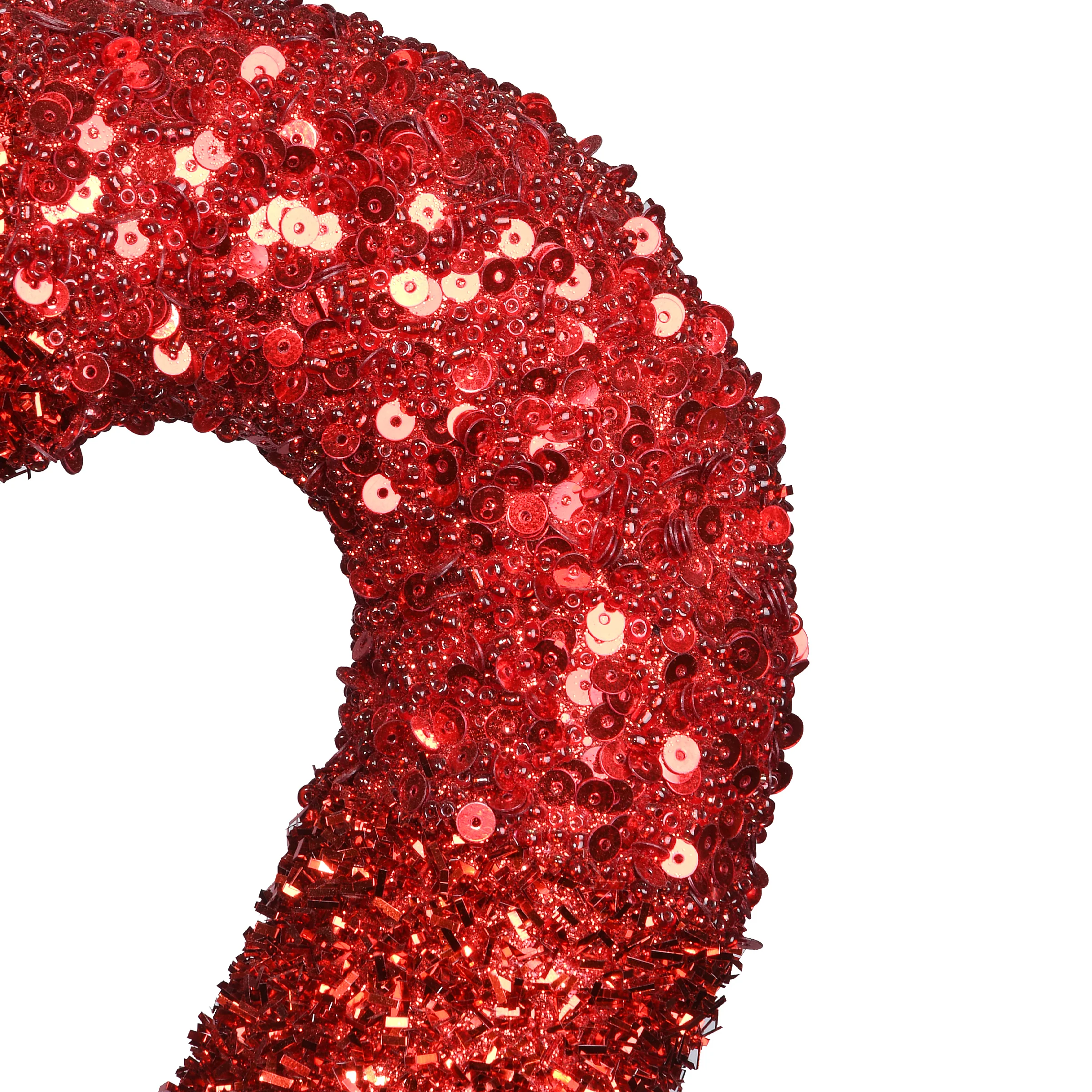 11 in. Red Bead Glittered Valentine Heart Hanging Decoration - Image 3
