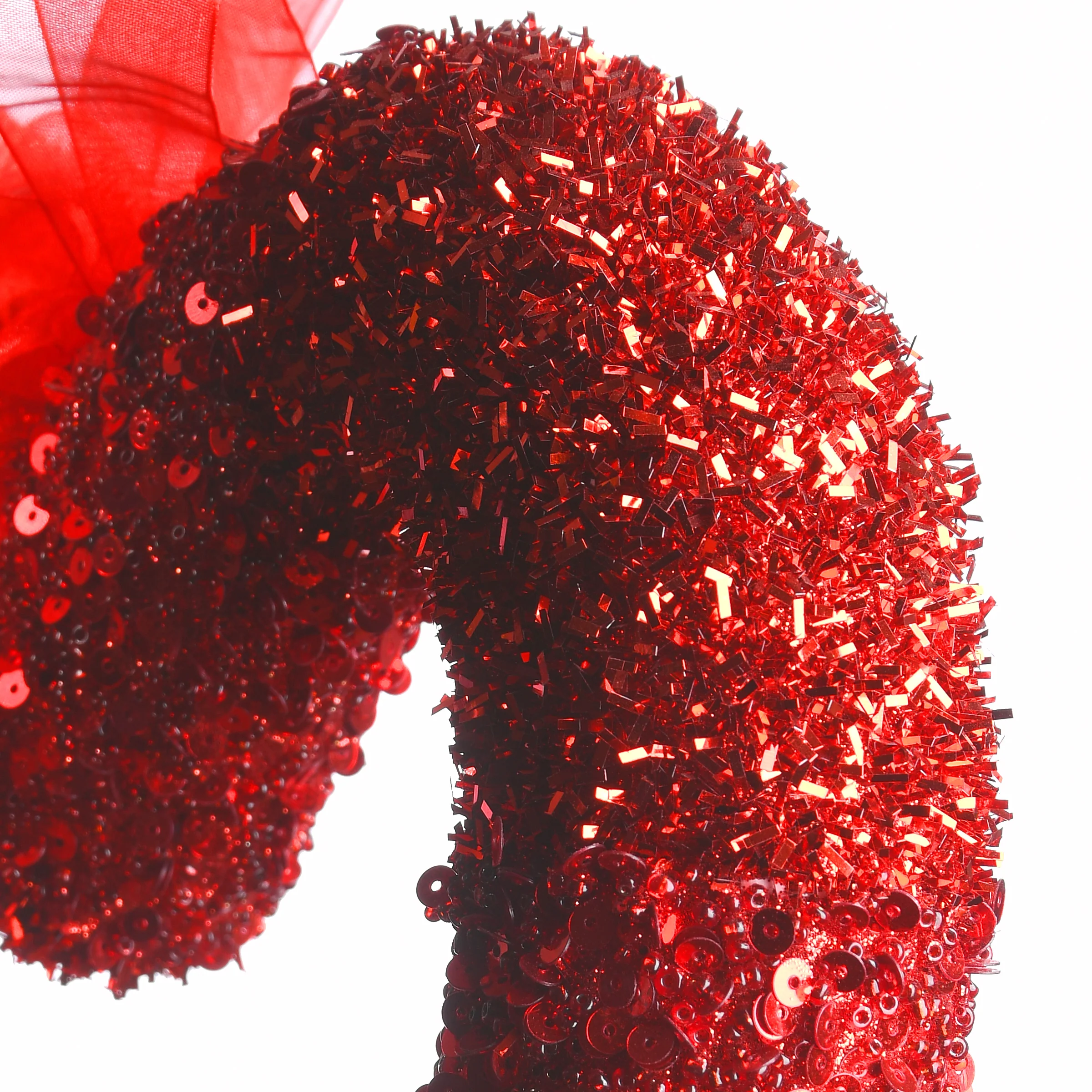 11 in. Red Bead Glittered Valentine Heart Hanging Decoration - Image 5