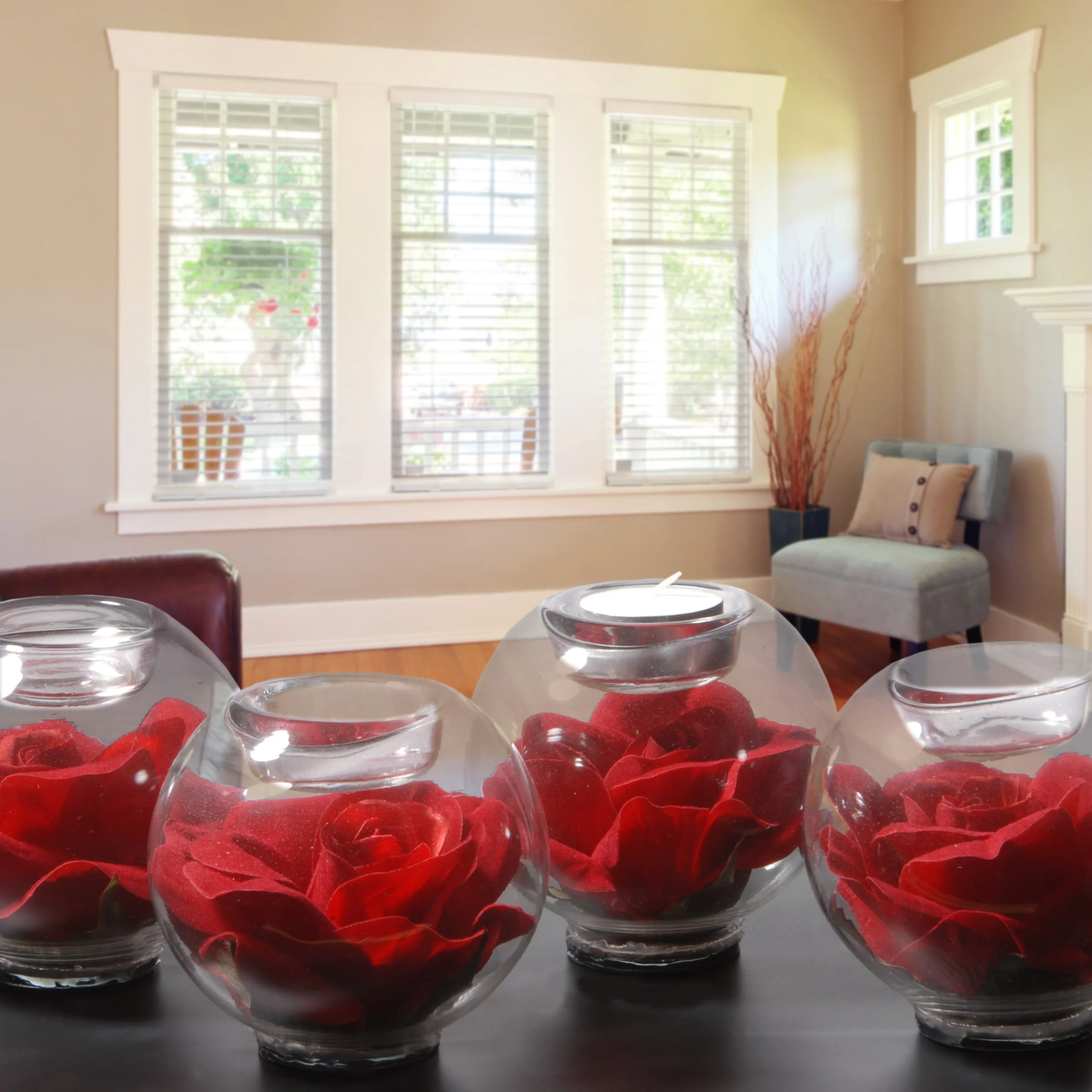 4 in. Decorated Glass with Rose 4-Pack - Image 2