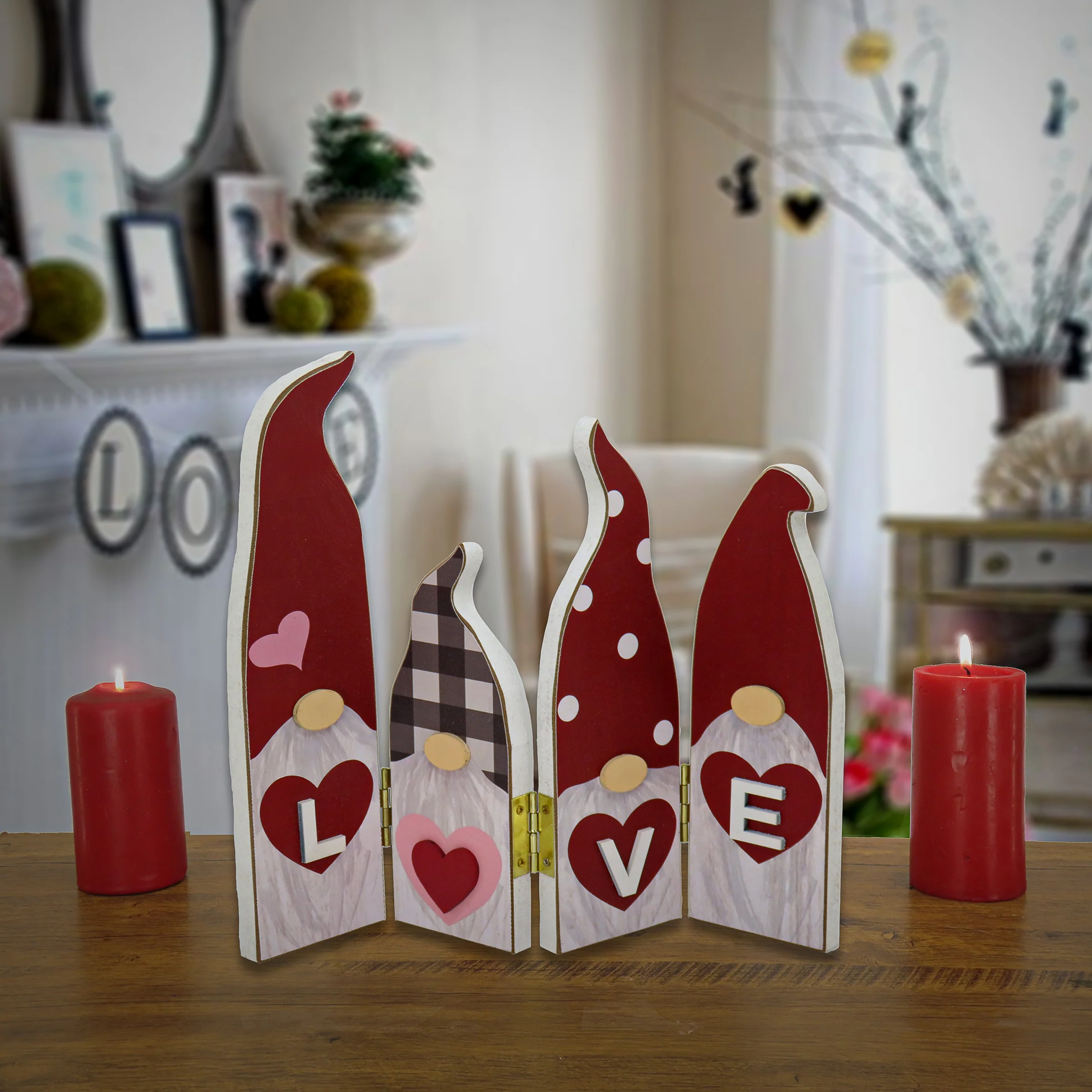 Valentine's Gnomes Table Decoration, Red, Valentine's Day Collection, 12 Inches - Image 2