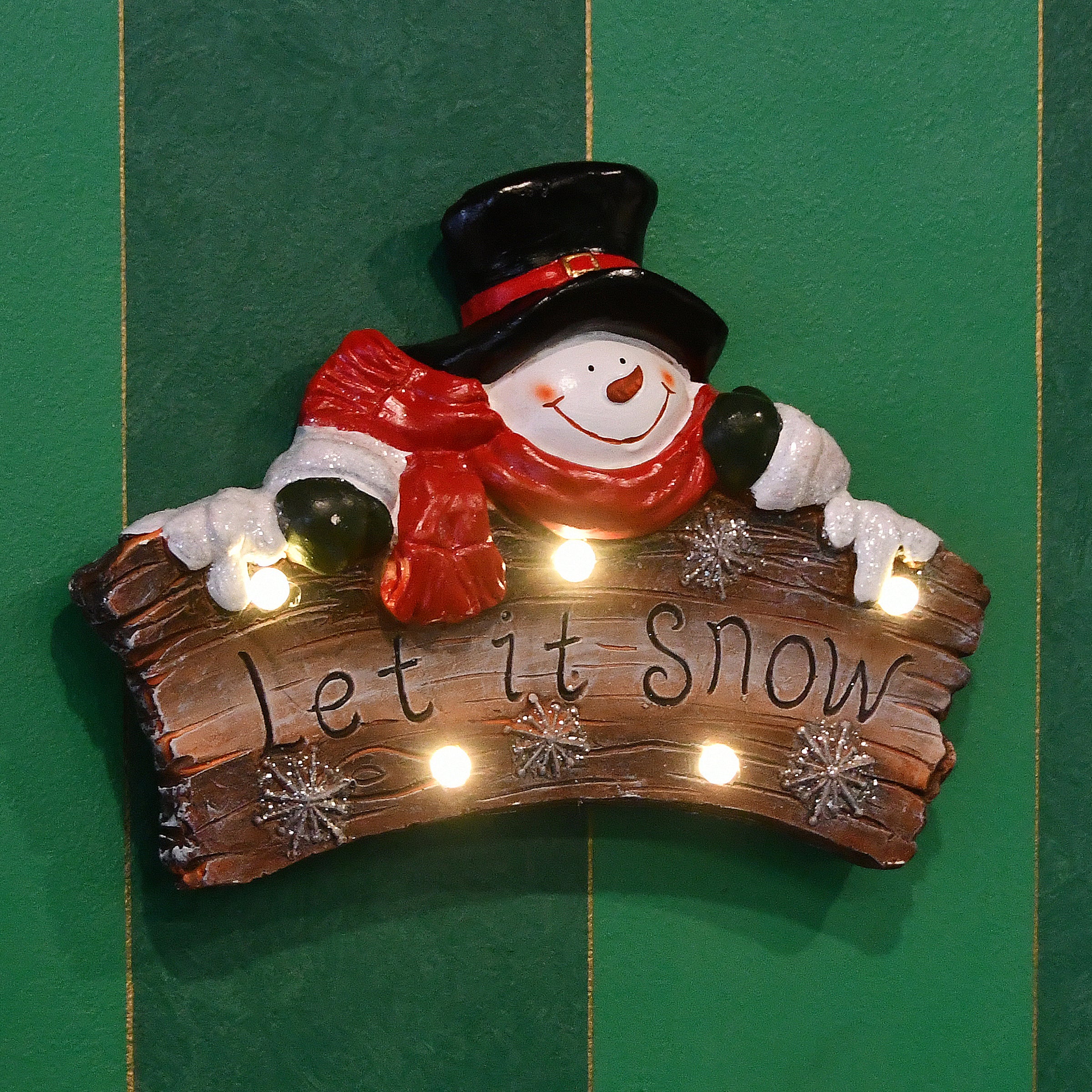 13 in. Snowman Holding Sign with Lights and Music - Image 2