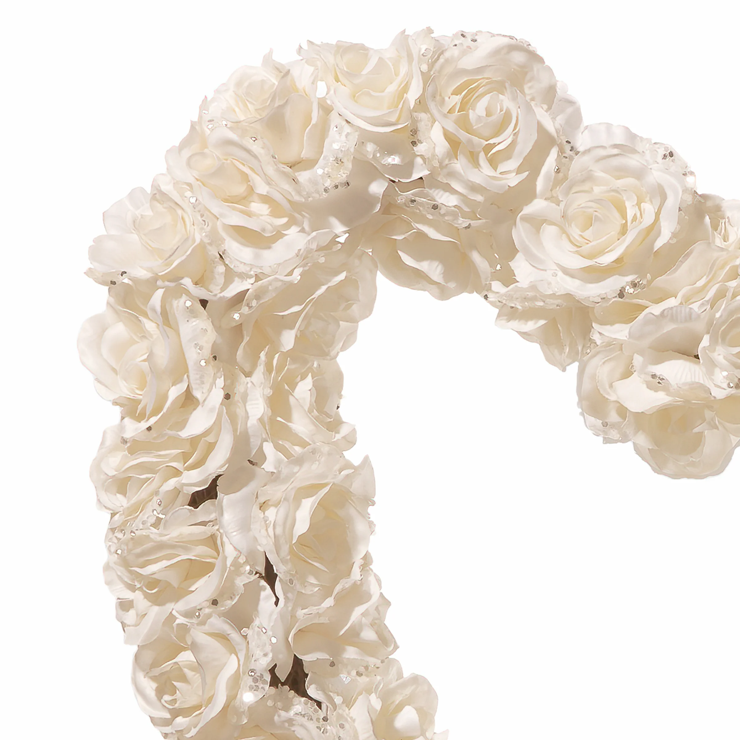 20 in. Valentine's Floral Heart White Roses Wreath - Image 3