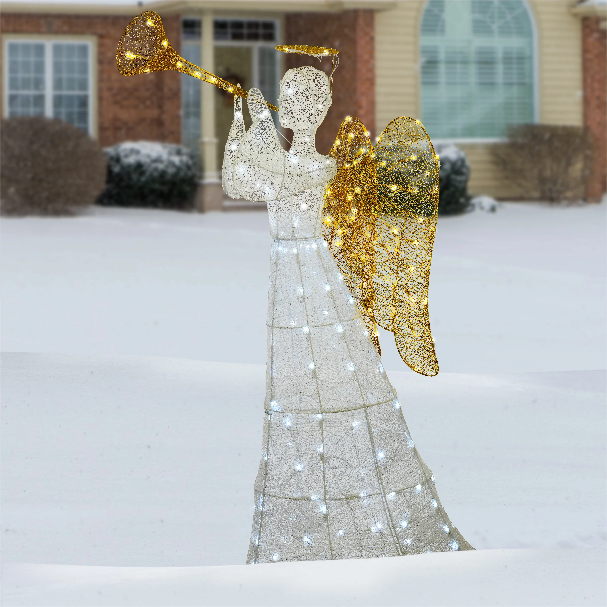 60 in. White Angel Decoration with LED Lights, Plug-In - Image 2