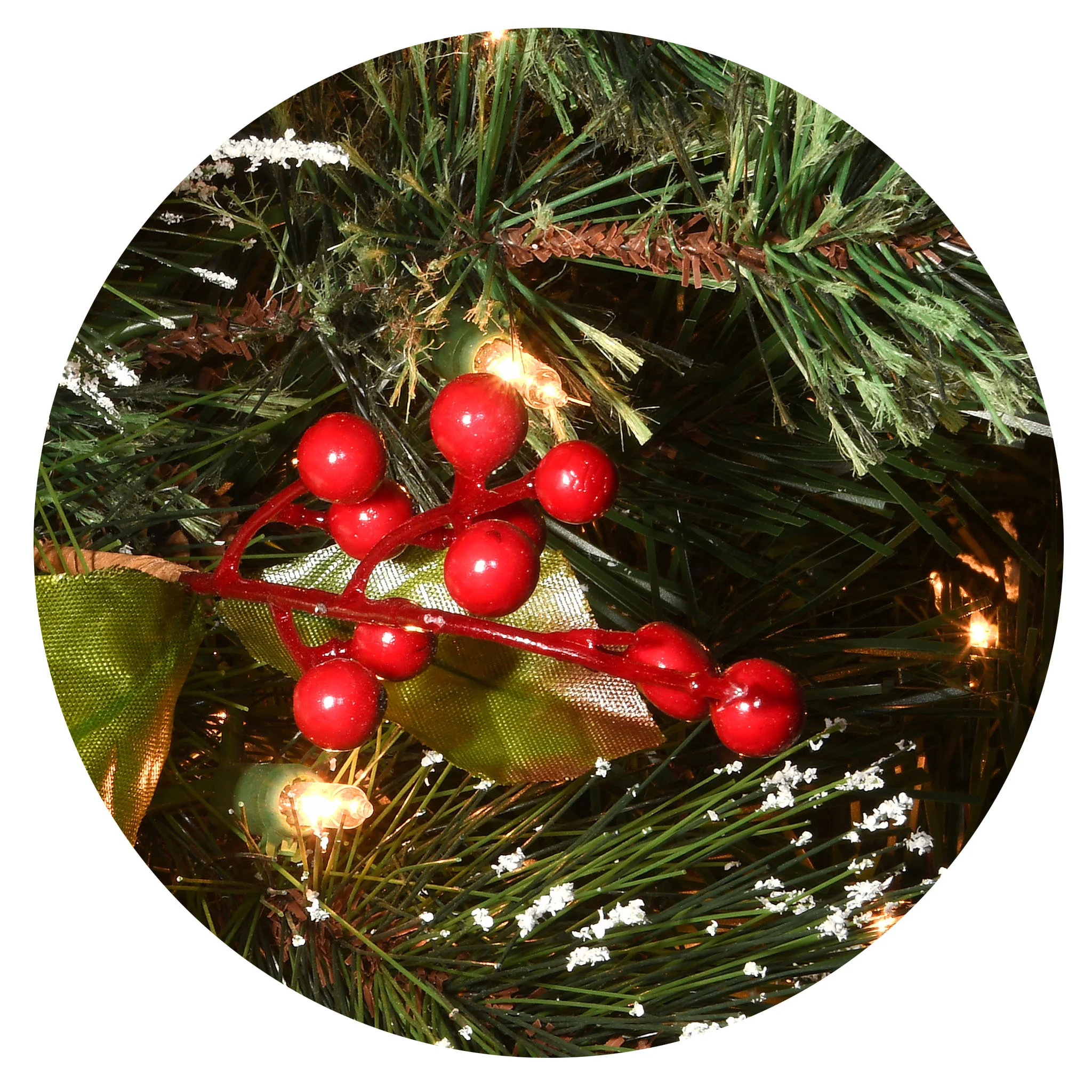 16 in. Pre-Lit Wintry Pine Kissing Ball with Warm White LED Lights - Image 3