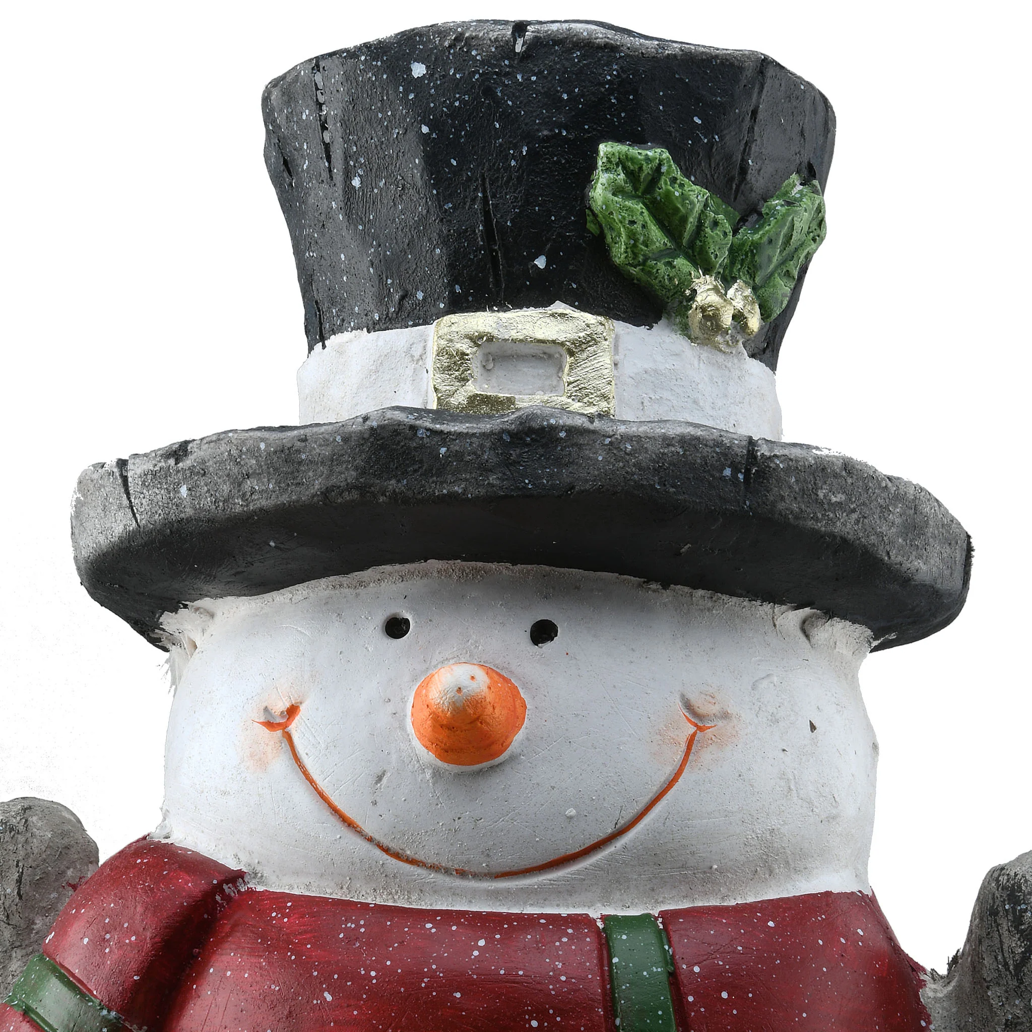 17 in. Snowman with Red Scarf, Black Hat & LED Lights - Image 3